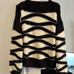Striped Black and Cream Women's Sweater